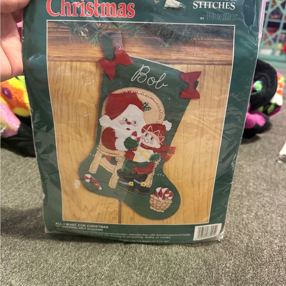 Bucilla Gallery of Stitches Christmas Stocking Kit with Colorful Threads